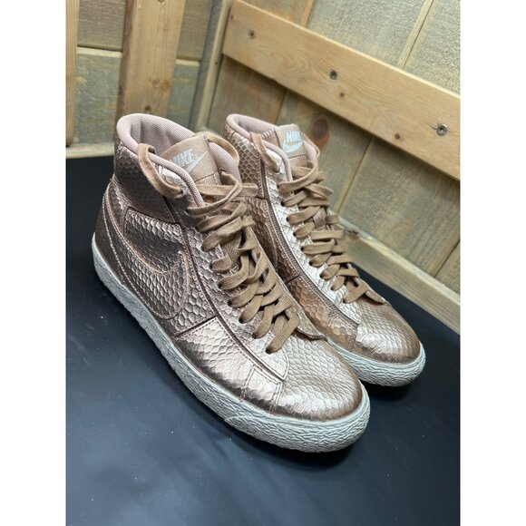 Nike Womens Blazer Mid Cut PRM Sneakers 644407-900 Bronze Gold Size 5.5 - Picture 2 of 8